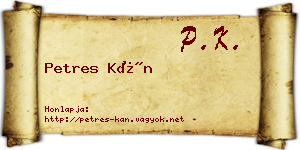 Petres Kán névjegykártya